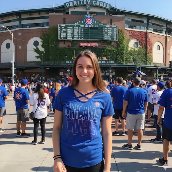 Chicago Cubs T-Shirt Womens S Blue Short Sleeve NEW - Picture 1 of 8